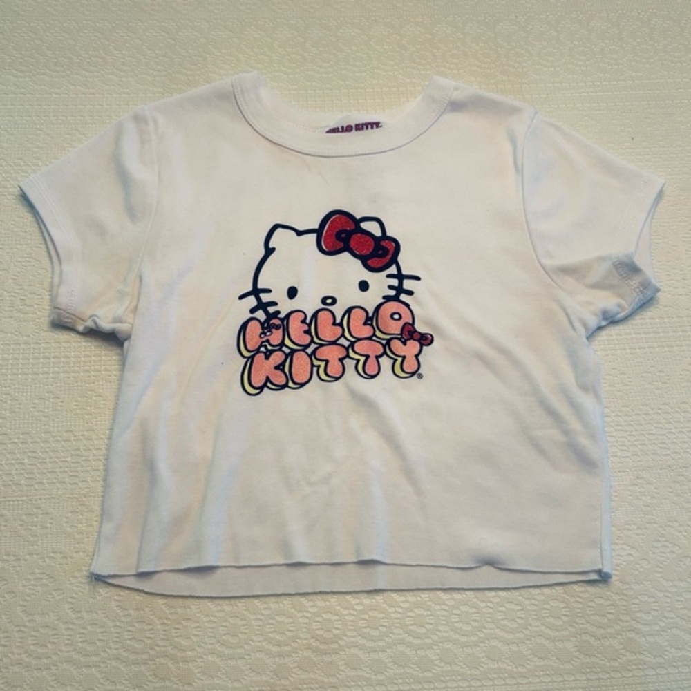 Forever 21 White Hello Kitty Crop T-Shirt XS Extra Small